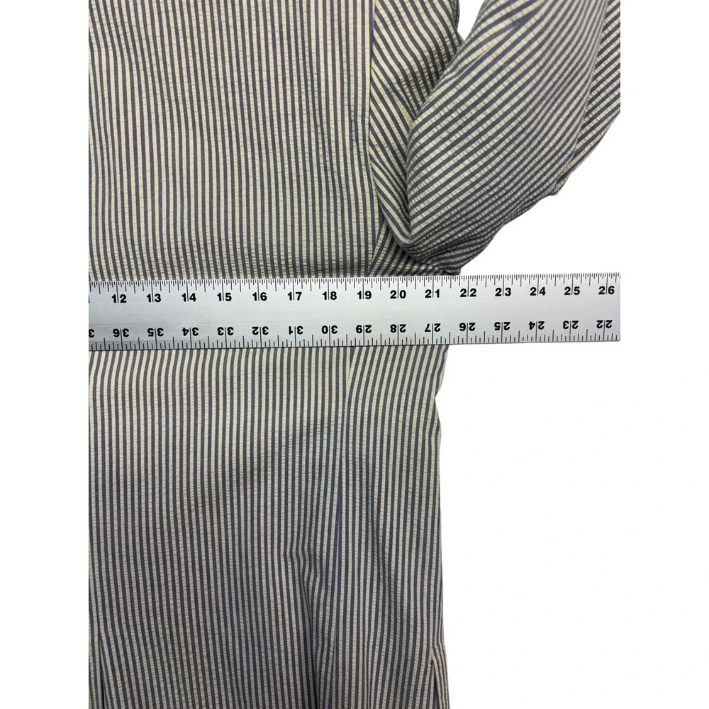 Nautica 40L 34x34 Blue White Stripe Seersucker 2pc Pant Suit Cotton Pleated Cuff